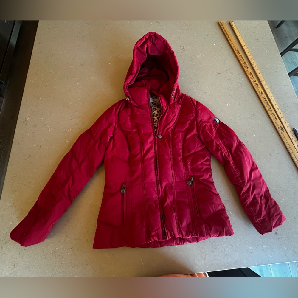 Calvin Klein Red Hooded Puffer Jacket
